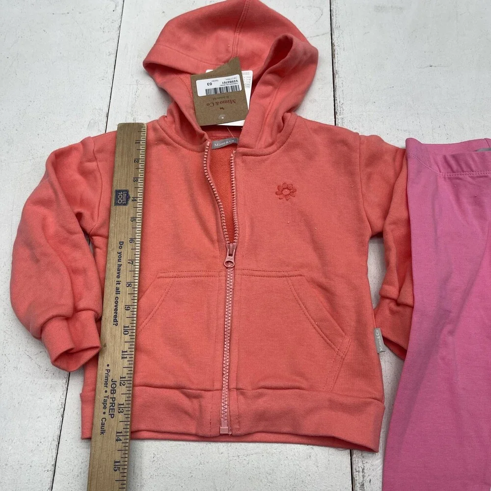Mimo & Co Hoodie Leggings Set Girls 4 Coral Pink 2 Piece Outfit Loungewear